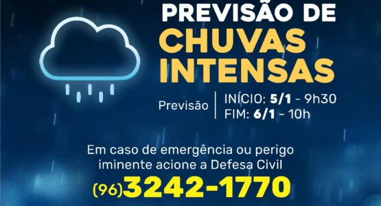 Defesa Civil de Macapá emite alerta de chuvas intensas
